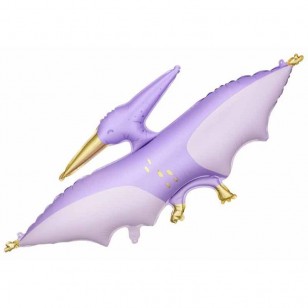 Lilac & Gold Pterodactyl Dinosaur Shaped Balloon